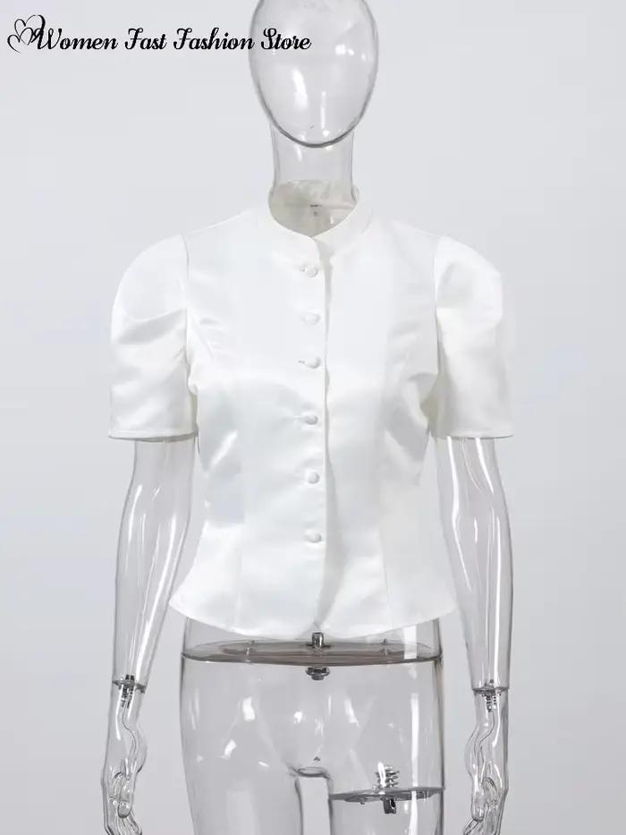 Manteau élégant à manches courtes et simple boutonnage pour femme, débardeurs unis à col rond, Nouve