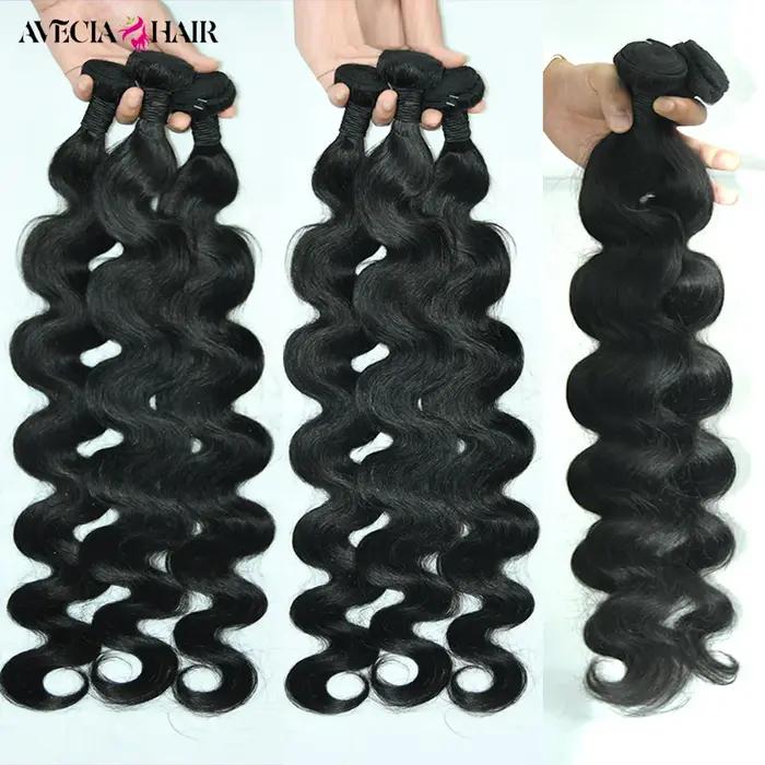 AVECIA-Mèches Indiennes Ondulées 100% Naturelles pour Femme, Extensions de Cheveux Humains Bruts, Qu