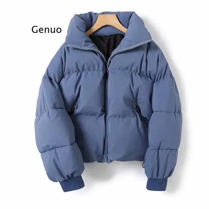 Veste épaisse rembourrée à col montant pour Femme, parka surdimensionnée, à la mode, Style Preppy, h