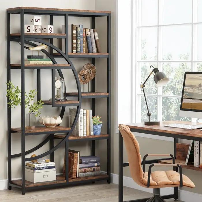 Tribesigns Bibliothèque industrielle Etagere à 5 niveaux, étagères hautes autoportantes, présentoir,