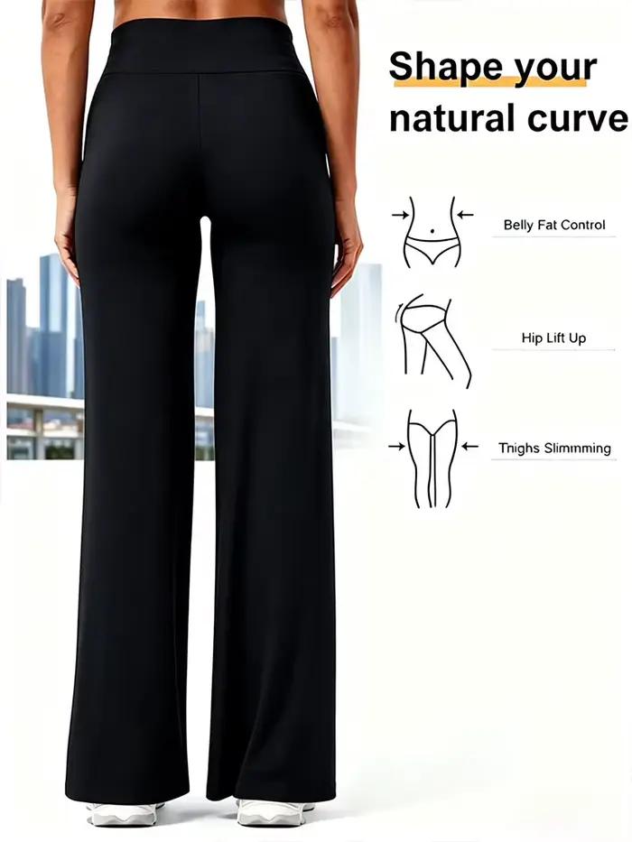 Pantalon de sport souple à jambe droite pour femme, taille mi-haute, pour yoga, fitness, entraînemen