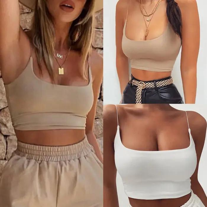 Débardeur en fibre de coton pour femme, bustier en Y, soutien-gorge banrib non rembourré, haut court