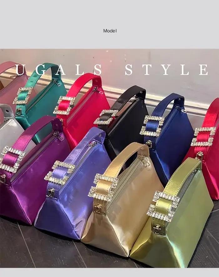 Sac à main carré en satin pour femme, paillettes, biscuits, diamant, sac à main de soirée, pochette