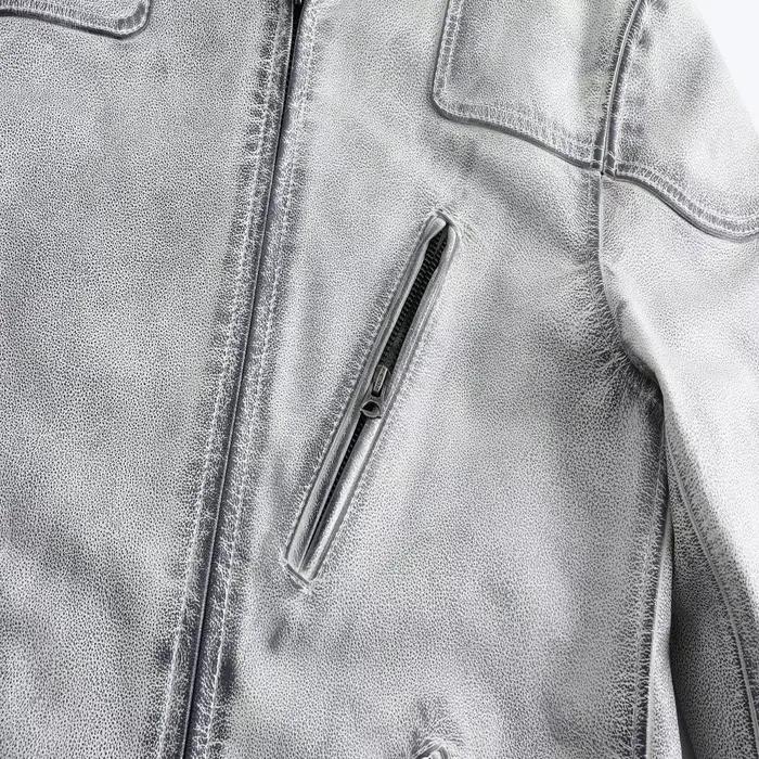 Veste en cuir véritable vieilli pour homme, style rétro, finition usée, col montant, classique, en c