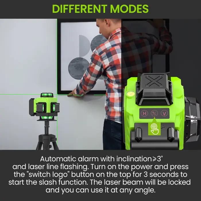 Niveau Laser 4D 16 lignes, ligne verte, auto-nivelant 360 horizontal et vertical, niveau Laser Super