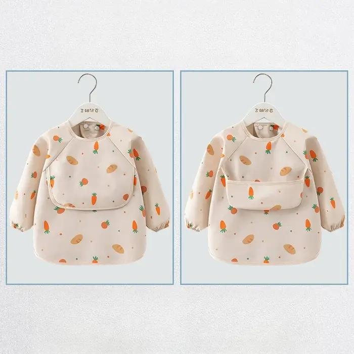 Bavoir d'alimentation pour enfants, 1 pièce, tablier imperméable à manches longues, poche de riz, ch