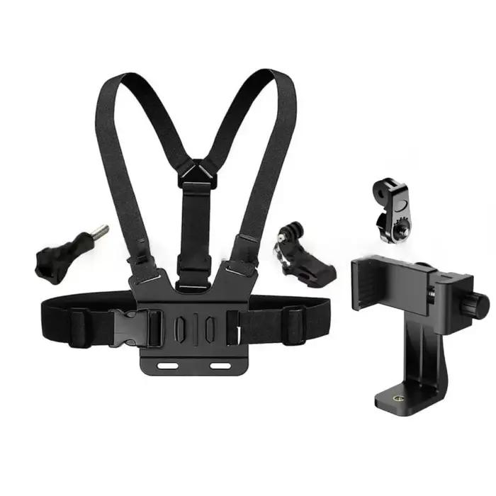 1 PC support de pince de téléphone réglable avec support de Fixation de sangle de poitrine pour appareil photo de Sport appareil photo de téléphone portable support noir accessoire