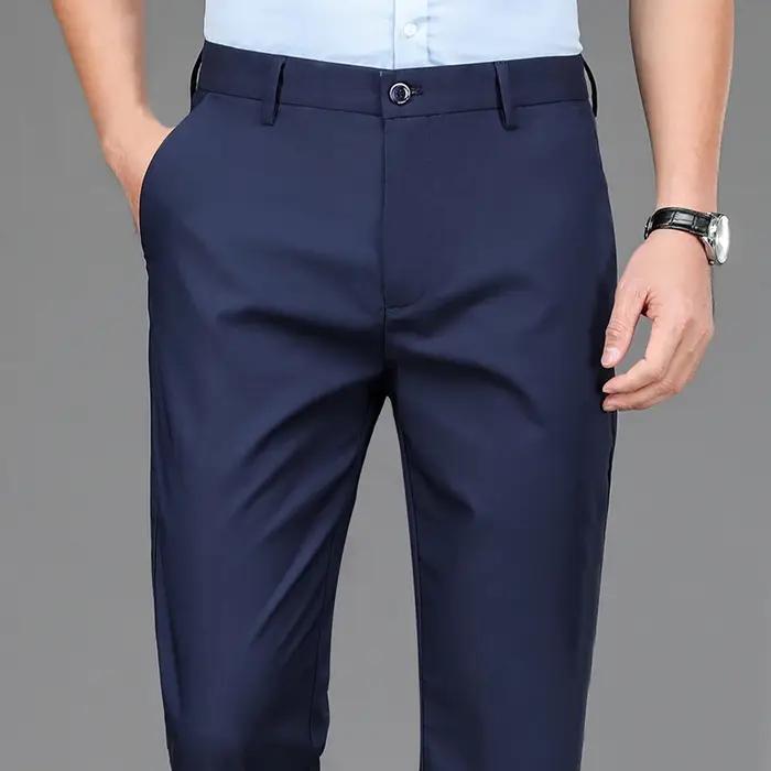 Pantalon homme Stretch solide noir intelligent décontracté pantalon homme bureau séchage rapide cost