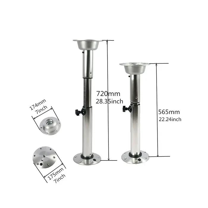 Piédestal de table réglable en aluminium, support pour bateau marin, caravane, Hurhome, 565mm-720mm,