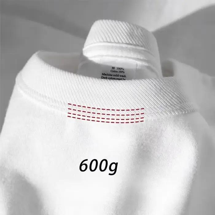 T-shirts en coton 600g pour hommes, manches courtes, poids lourd, col rond, respirant, pour l'été, p