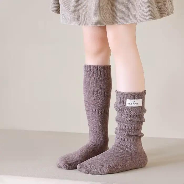 Chaussettes longues pour filles, printemps automne, nouvelles chaussettes en coton pour enfants, cha