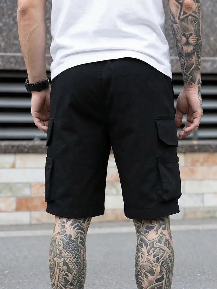 Shorts de travail à cordon de serrage pour hommes, style streetwear, shorts cargo avec grandes poche