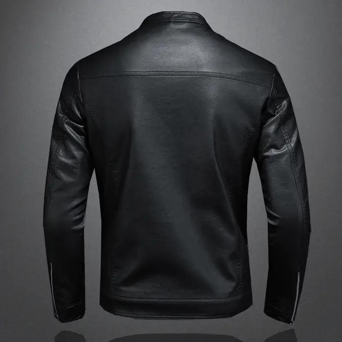 Printemps automne veste en cuir hommes col montant mince veste en cuir Pu mode Moto manteau décontra