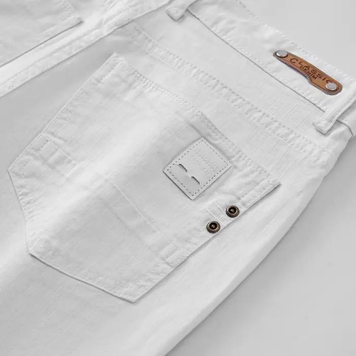 Jean blanc élastique pour hommes, coupe droite, Slim, décontracté, doux, Business, marque classique,