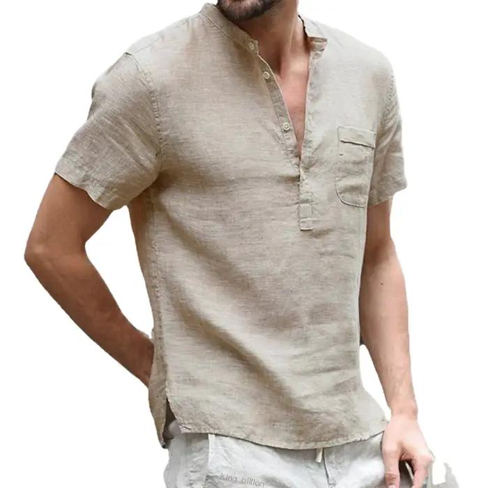 Été nouveau T-shirt à manches courtes pour hommes coton et lin Led décontracté hommes T-shirt chemis