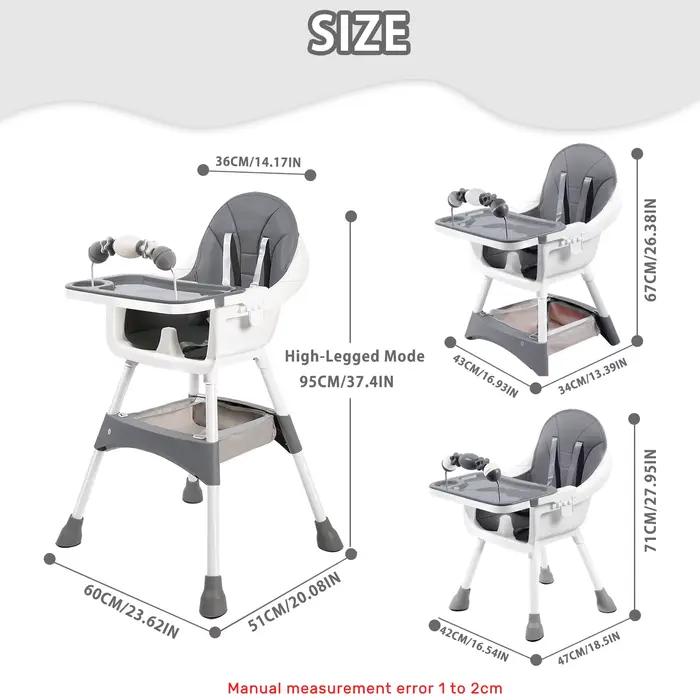 Chaise haute convertible pour bébé, chaise pour tout-petit et siège rehausseur pour repas, avec plat