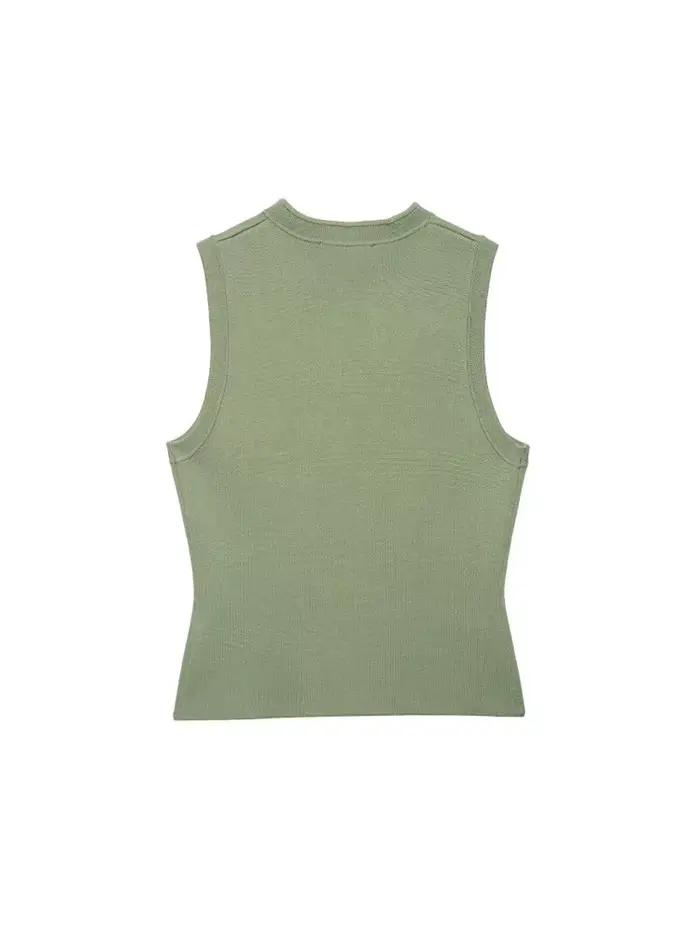 Débardeurs en tricot pour femmes, camisoles, été 2026, col rond, boutons, couleur unie, sans manches
