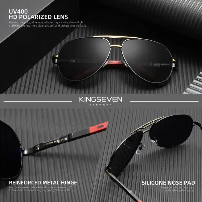 KINGSEVEN Original classique pilote hommes lunettes de soleil polarisées UV400 luxe rétro conduite l
