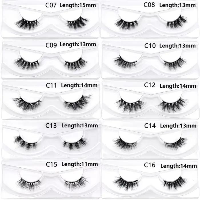 Articles en vrac 10/30/60/100 paires demi-cils de vison naturel longs moelleux vaporeux demi-cils Ex