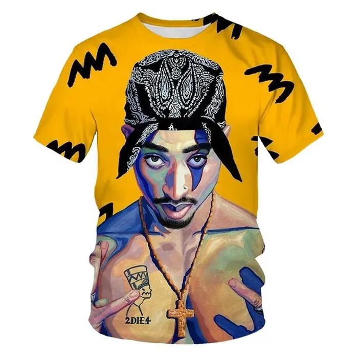 T-shirt de personnalité imprimé en 3D, mode estivale, hip-hop, cool, tendance, street rock