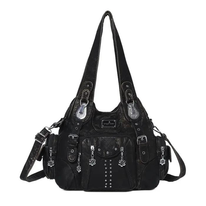 Sac à main vintage pour femme, grand sac fourre-tout en PU avec poignée supérieure, sac à bandoulièr