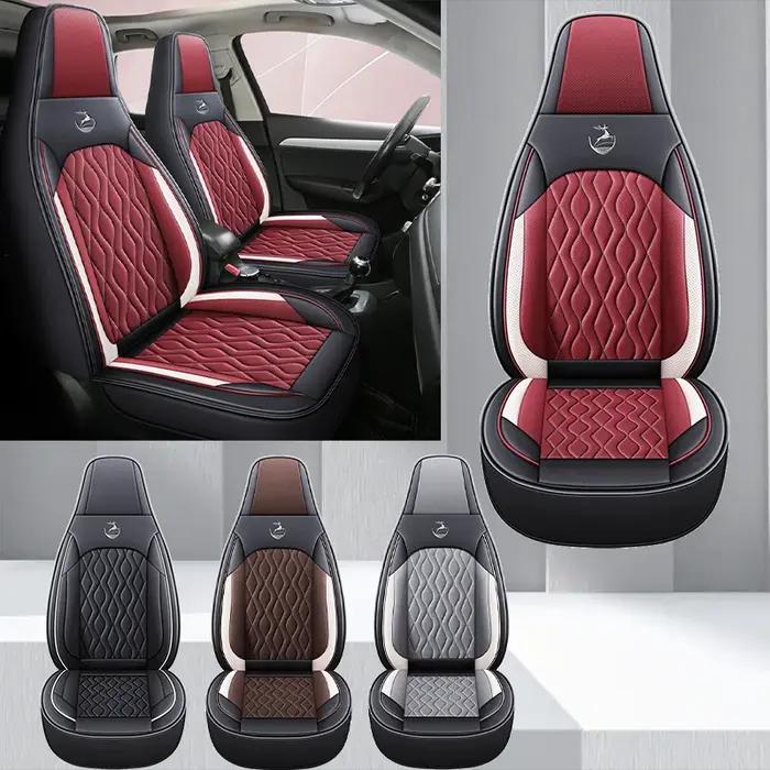 Housse de siège de voiture simple universelle en cuir PU perforé design entièrement enveloppant confortable pour toutes les saisons adapté à la plupart des voitures