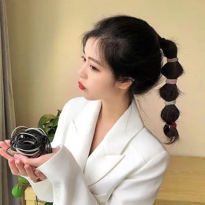 100 pièces/ensemble attaches de cheveux élastiques bandes de caoutchouc pour femmes hommes bandes de