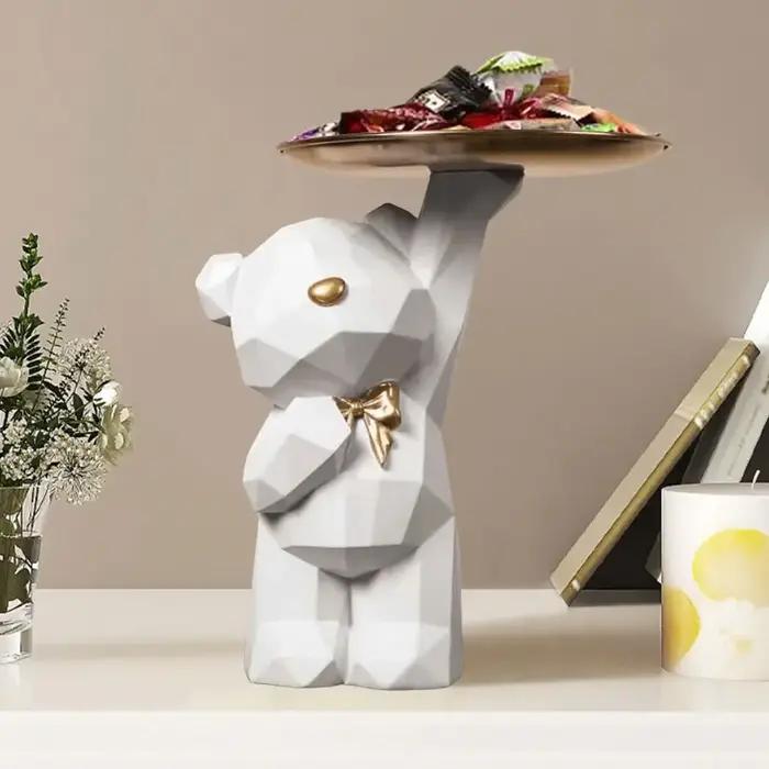 Statue d'ours géométrique en résine, décoration de table, décor d'artisanat d'entrée, bureau, café,