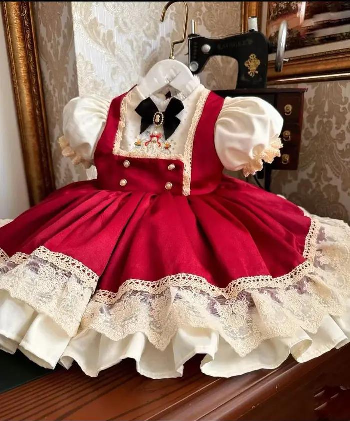 Robe de princesse Vintage bordeaux pour bébé fille de 0 à 12 ans, pour photographie de vacances, noë