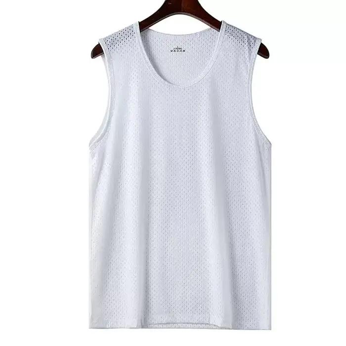 Débardeur Homme en Soie Glacée et Maille, Léger, Sportif, pour l'Été, T-shirt sans Manches, Décontra