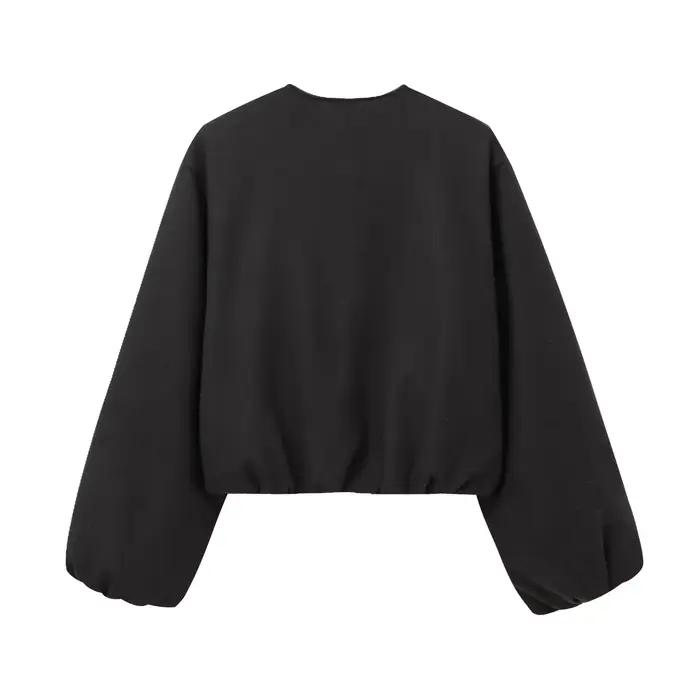 MUJER noir Bomber vestes pour femmes fermeture éclair varsity vestes femmes doux recadrée vestes fem