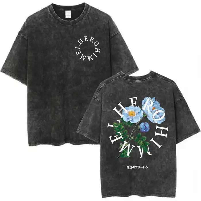 T-shirt vintage délavé Anime Frieren: Beyond Journey's End, mode homme et femme, manches courtes, 10