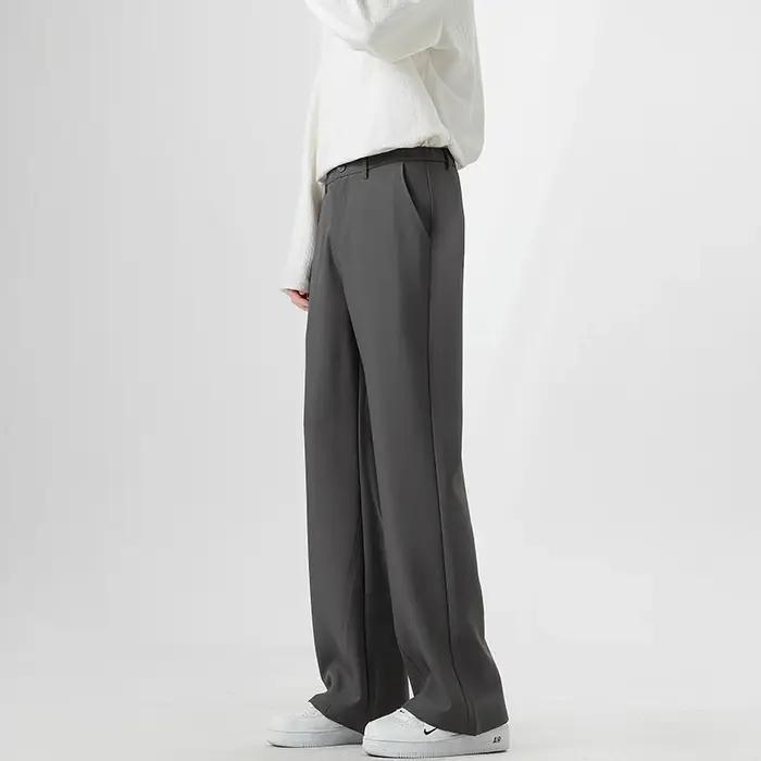 Small Flared Version Men's Casual Pants 2025 Fashion Korean Loose Elastic Drape Business Office Soli