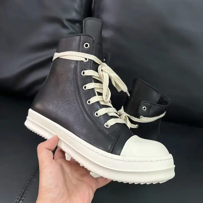 Ro Boot – chaussures montantes en cuir noir pour hommes et femmes
