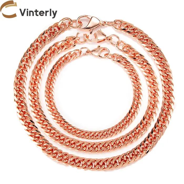 Bracelets en cuivre pur pour hommes et femmes, lien de chaîne cubaine réglable, fermoir à homard, 6m