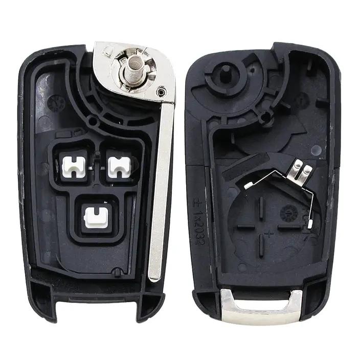 Coque de clé pliante à 3 boutons, 10 pièces/lot, pour Chevrolet Aveo Cruze, lame non coupée