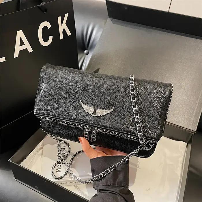 Nouveau Sac à Rabat Élégant Style Français 2026 avec Chaîne et Bandoulière Convertible, Sac Bandouli