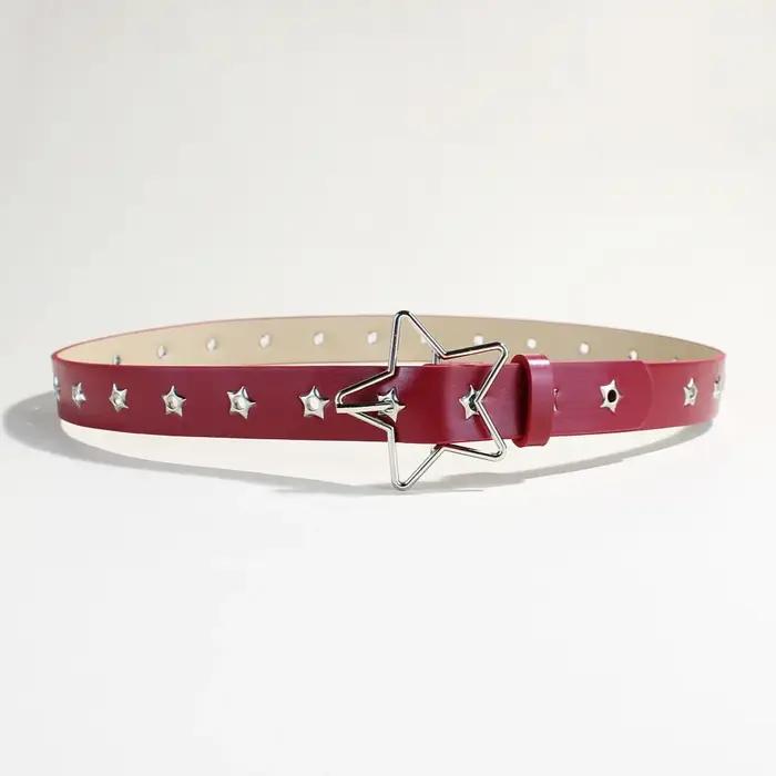 Ceinture décorative à boucle étoile de style punk avec plusieurs trous, petits yeux en forme d'étoil