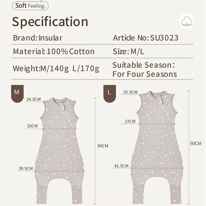 INSULAR – sac de couchage doux pour bébé, avec pieds, sans manches, vêtements de maison pour enfants