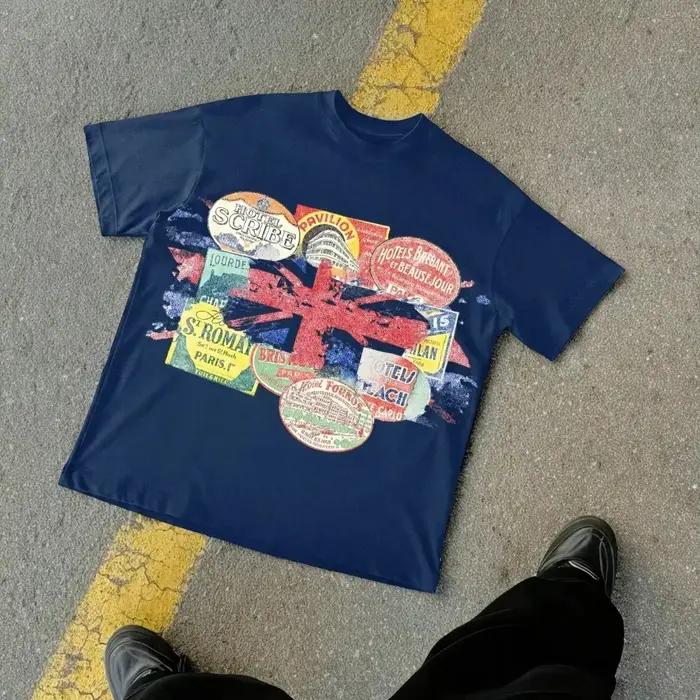 T-shirt col rond à manches courtes en coton décontracté vintage Y2K avec un graphique amusant pour h