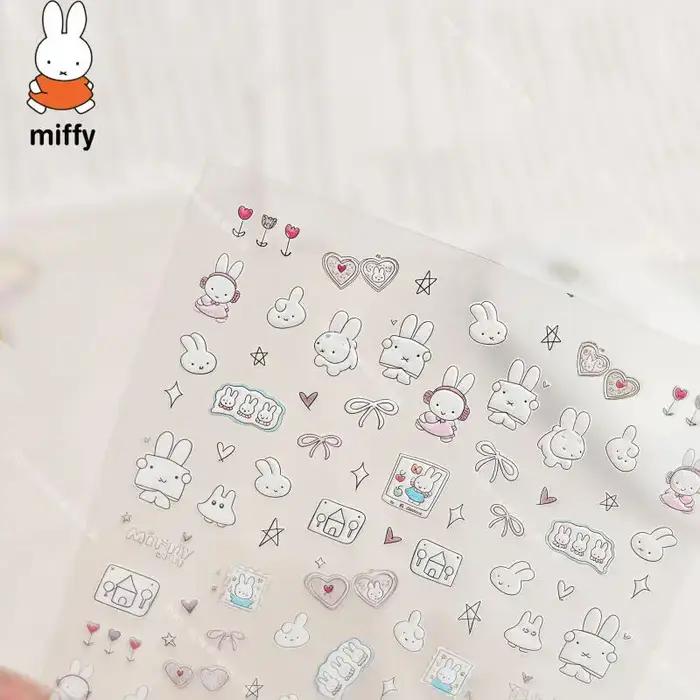 Miffy – autocollants pour ongles 3D, mignons, Kawaii, caméra en verre, décoration, impression Anime,