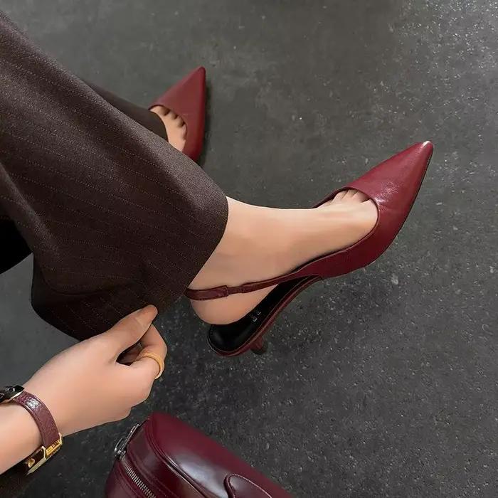 MORAZORA – sandales en cuir véritable pour femmes, grande taille 34-42, chaussures à bout pointu, à