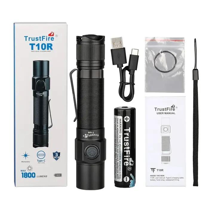 Olla fire-Lampe de poche T10R, 1800 lumens, type injuste C, aste par USB, 18650 LED, lampe militaire