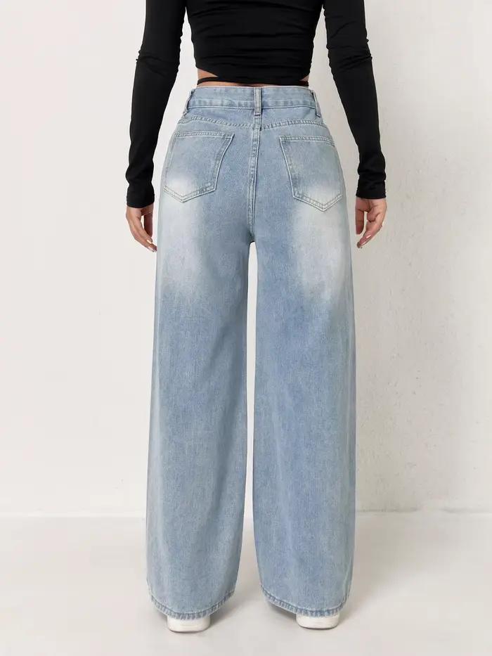 Jean pour femme Y2k, vêtements bleu clair, jambes larges, pantalon en Denim, ample, mode Simple, ext