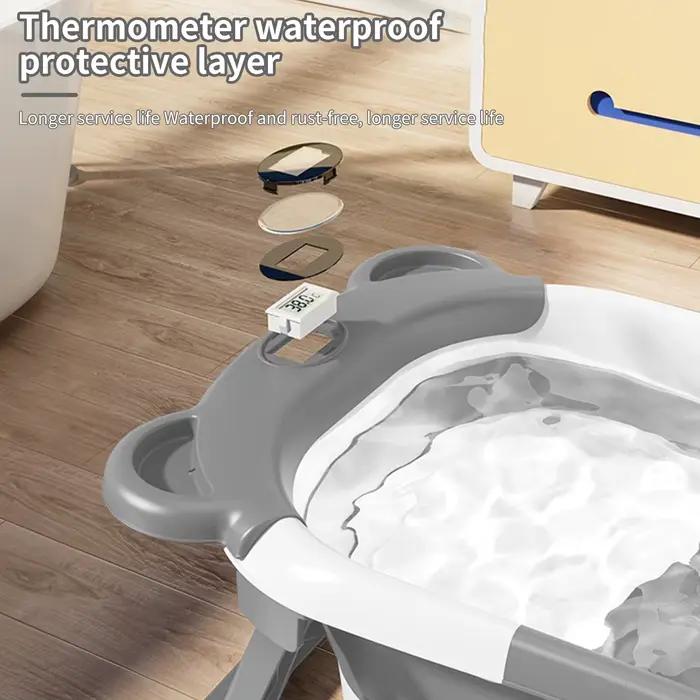 Baignoire pour bébé pliable avec thermomètre intégré, antidérapante, douche de voyage Portable, acce