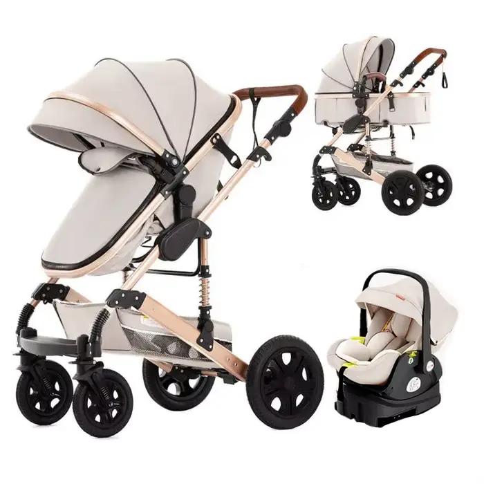 Système de voyage 3 en 1 avec siège auto Isofix - Poussette réversible pour nouveau-né et landau combiné