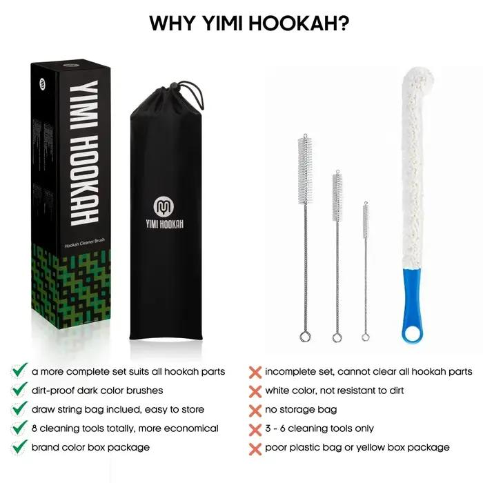 Yimi – kit de brosse de nettoyage de narguilé, brosse de vidange Flexible, bol de narguilé, décalcom