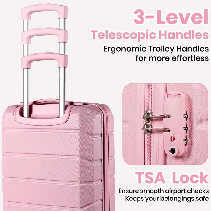 Valise à roulettes rigide pour bagages à main, bagage de cabine léger avec serrure TSA et 4 roues pi