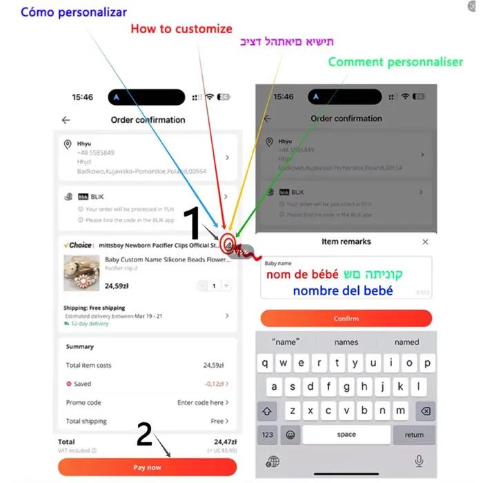 Attache-sucette avec nom personnalisé, chaîne en bois de hêtre faite à la main, support de couronne