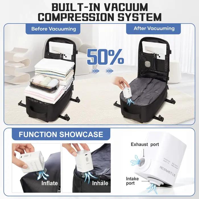 Sac sous vide pour vêtements, sac à dos bagage à main avion, sac à dos sous vide essentiels de voyag